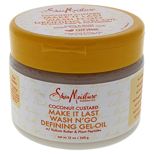 Shea Moisture Coconut Custard Make It Last Wash N Go Defining Gel Oil Unisex Gel 12 Ounce (Pack Of 1)