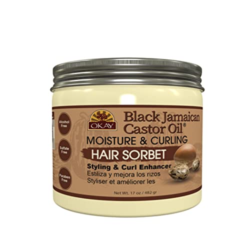 Okay Black Jamaican Castor Oil Moisture & Curling Hair Sorbet, White 17 Ounces(Pack of 1)