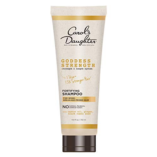 Carols Daughter Goddess Strength Sulfate Free Shampoo With Castor Oil For Curly, Wavy, Natural Hair, Anti-Breakage And Anti-Frizz Hair Product, Add Moisture To Dry, Damaged Hair, 11 Fl Oz