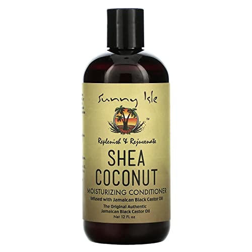 Sunny Isle Shea Coconut Moisturizing Conditioner 12Oz Infused With Jamaican Black Castor Oil Curly Hair Conditioner Quenches & Softens Dry Curls, Waves, Coils Silicone, Paraben & Sulfate-Free