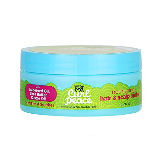 Just For Me Curl Peace Nourishing Hair & Scalp Butter - Hydrates & Soothes, Contains Grapeseed Oil, Shea Butter, Castor Oil, Prevents Breakage, Increases Softness, No Animal Testing, 4 Oz