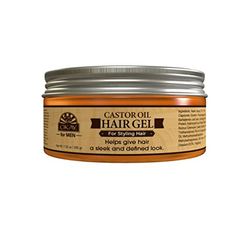 Okay Men'S Castor Oil Hair Gel For All Hair Types & Textures For Styling Hair And Beard Style, Hydrate & Nourish Paraben & Silicone Free