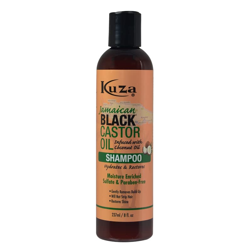 Kuza Jamaican Black Castor Oil Shampoo (8 Oz) Damaged & Dry Hair Treatment Shampoo For Men & Women