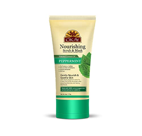 Okay Peppermint Facial Scrub & Mask Gentle Exfoliation Nourishing Soothing Free Of Silicone & Paraben 6 Oz