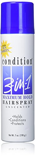 Condition 3-N-1 Aerosol Spray 7 Ounce Max Hold Unscented With Sunscreen (207Ml)