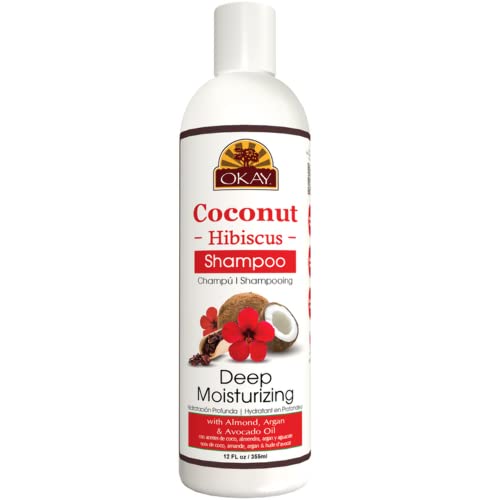 Okay Coconut Hibiscus Shampoo For All Hair Types & Textures Restore, Rehydrate, Strengthen Hair With Almond, Argan & Avocado Oil Free Of Parabens, Silicones, Sulfates 12. Oz
