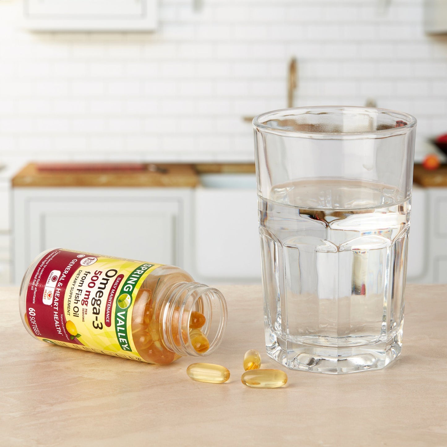 Spring Valley Omega-3 Fish Oil† Softgels; 500 mg; 60 Count