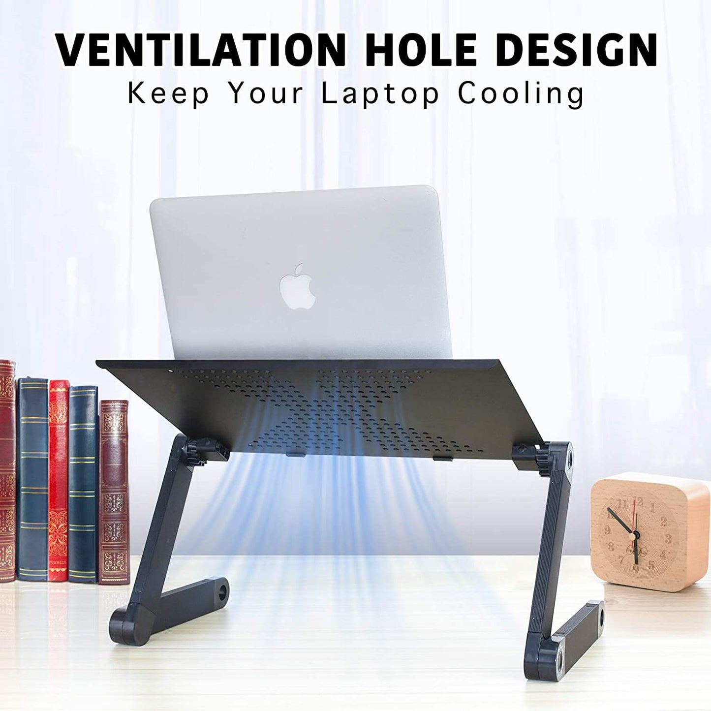 Adjustable Laptop Desk; RAINBEAN Laptop Stand for Bed Portable Lap Desk Foldable Table Workstation Notebook Riser with Mouse Pad; Ergonomic Computer Tray Reading Holder Bed Tray Standing Desk