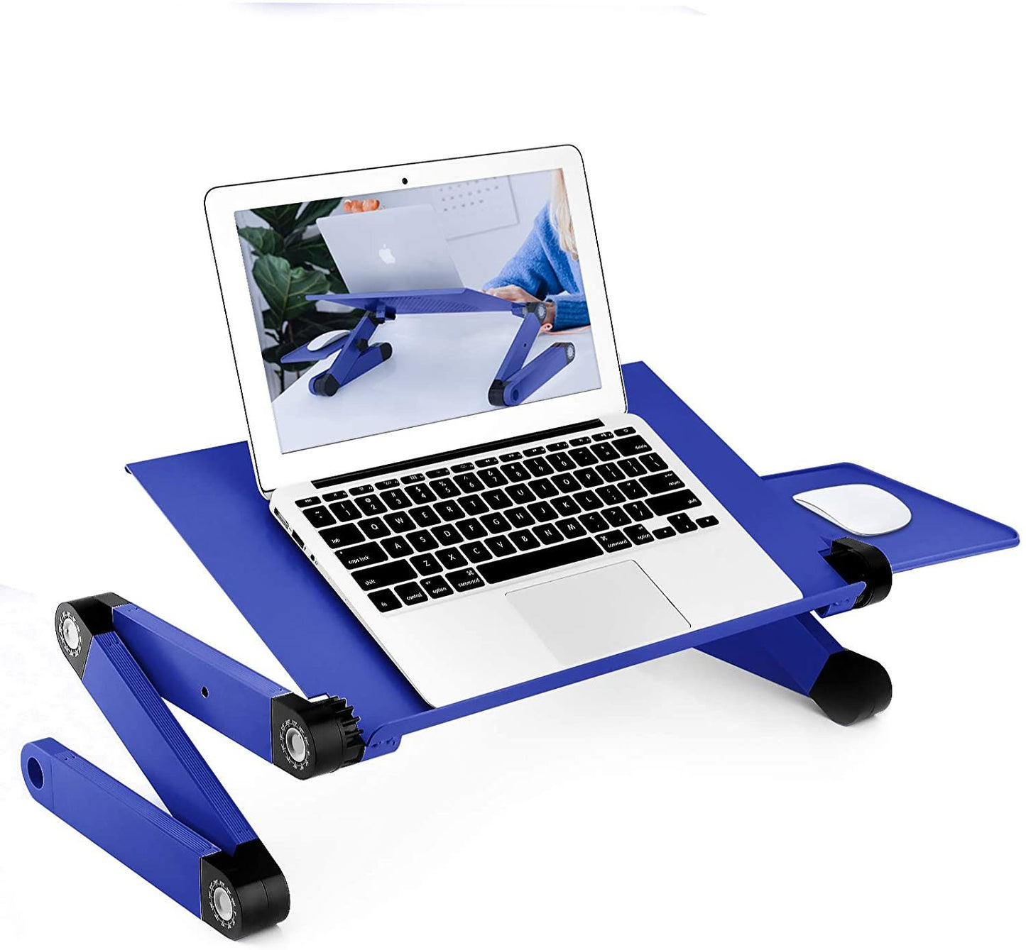 Adjustable Laptop Desk; RAINBEAN Laptop Stand for Bed Portable Lap Desk Foldable Table Workstation Notebook Riser with Mouse Pad; Ergonomic Computer Tray Reading Holder Bed Tray Standing Desk