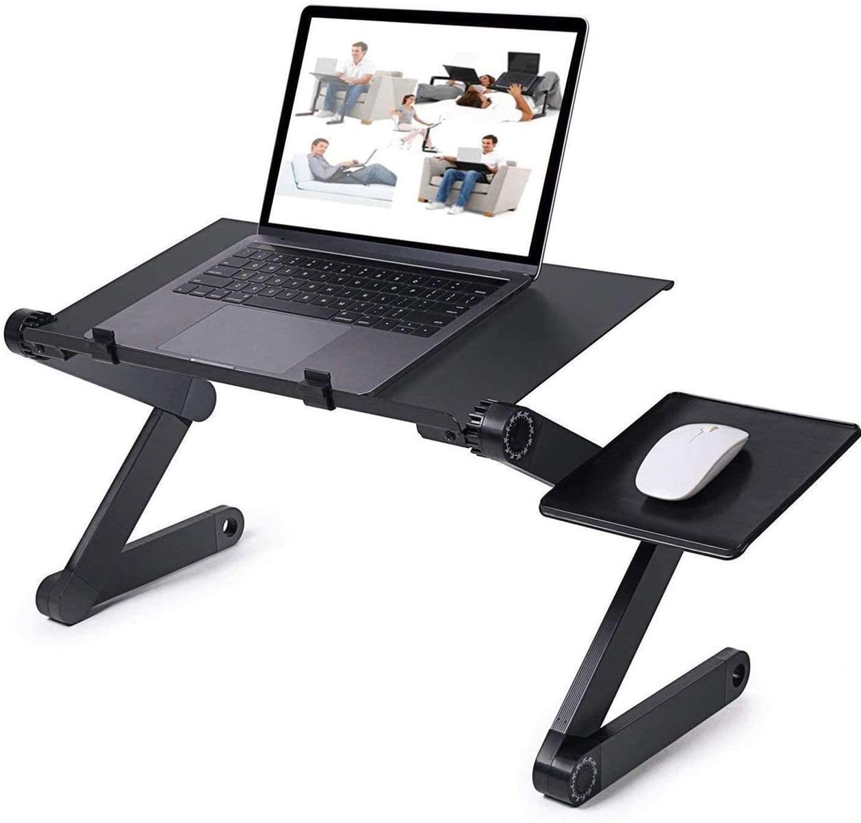 Adjustable Laptop Desk; RAINBEAN Laptop Stand for Bed Portable Lap Desk Foldable Table Workstation Notebook Riser with Mouse Pad; Ergonomic Computer Tray Reading Holder Bed Tray Standing Desk