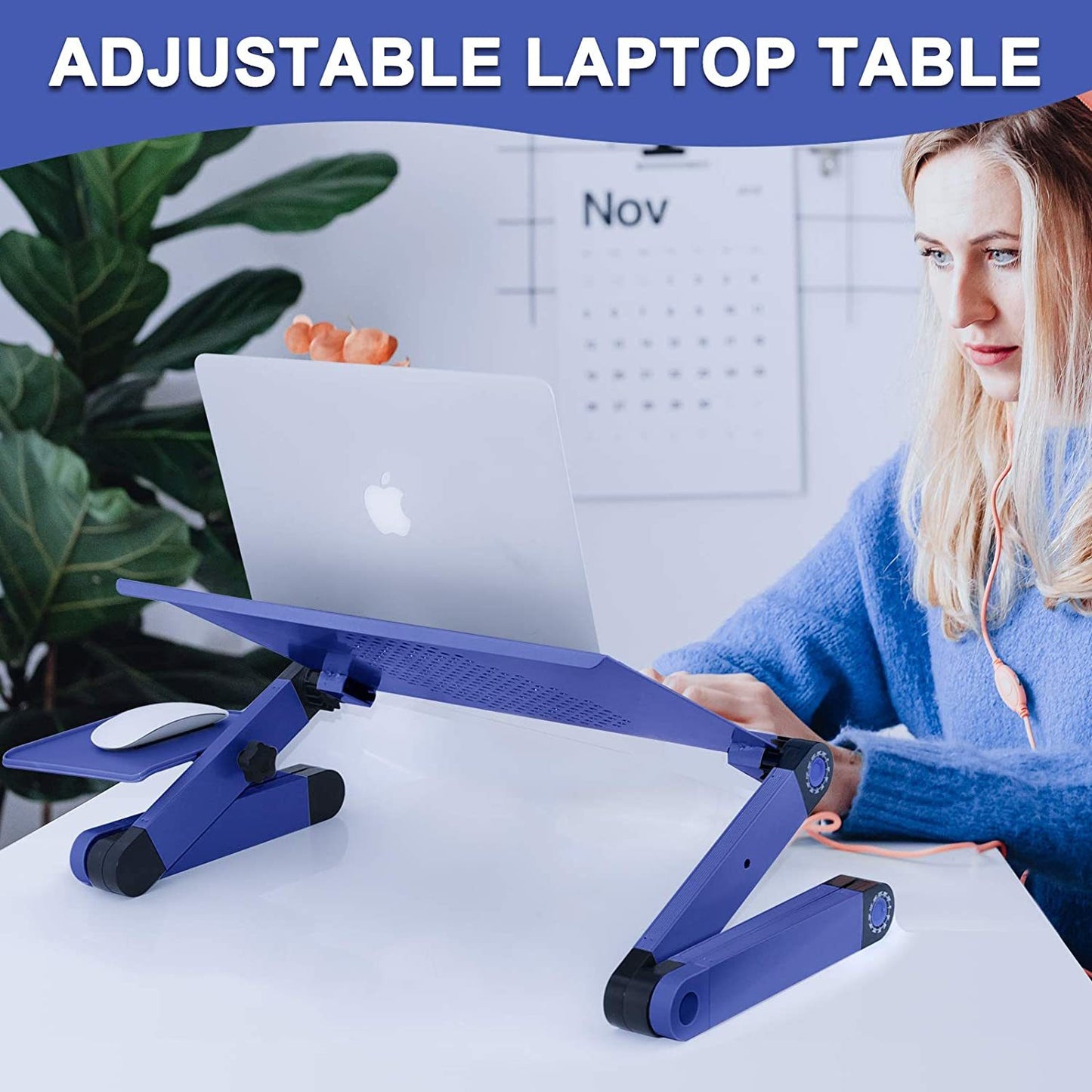 Adjustable Laptop Desk; RAINBEAN Laptop Stand for Bed Portable Lap Desk Foldable Table Workstation Notebook Riser with Mouse Pad; Ergonomic Computer Tray Reading Holder Bed Tray Standing Desk