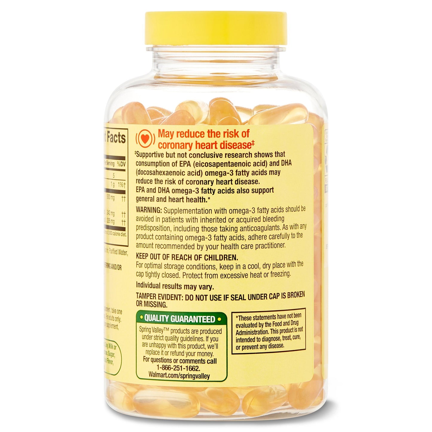 Spring Valley Daily Maintenance Omega-3 from Fish Oil Dietary Supplement; 500 mg; 180 Count