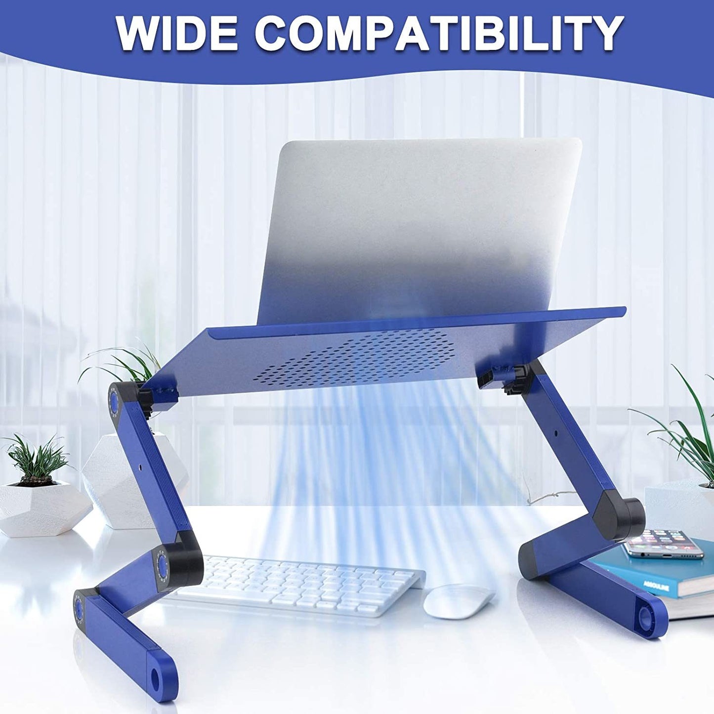 Adjustable Laptop Desk; RAINBEAN Laptop Stand for Bed Portable Lap Desk Foldable Table Workstation Notebook Riser with Mouse Pad; Ergonomic Computer Tray Reading Holder Bed Tray Standing Desk