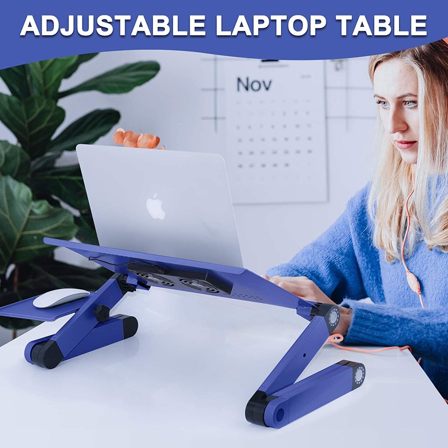 Adjustable Laptop Desk; RAINBEAN Laptop Stand for Bed Portable Lap Desk Foldable Table Workstation Notebook Riser with Mouse Pad; Ergonomic Computer Tray Reading Holder Bed Tray Standing Desk