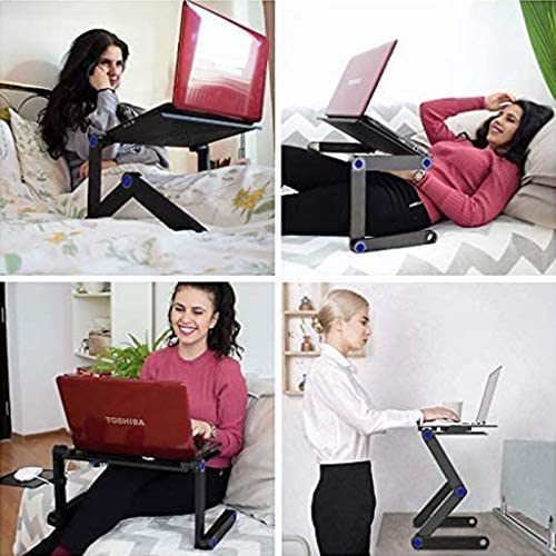 Adjustable Laptop Desk; RAINBEAN Laptop Stand for Bed Portable Lap Desk Foldable Table Workstation Notebook Riser with Mouse Pad; Ergonomic Computer Tray Reading Holder Bed Tray Standing Desk