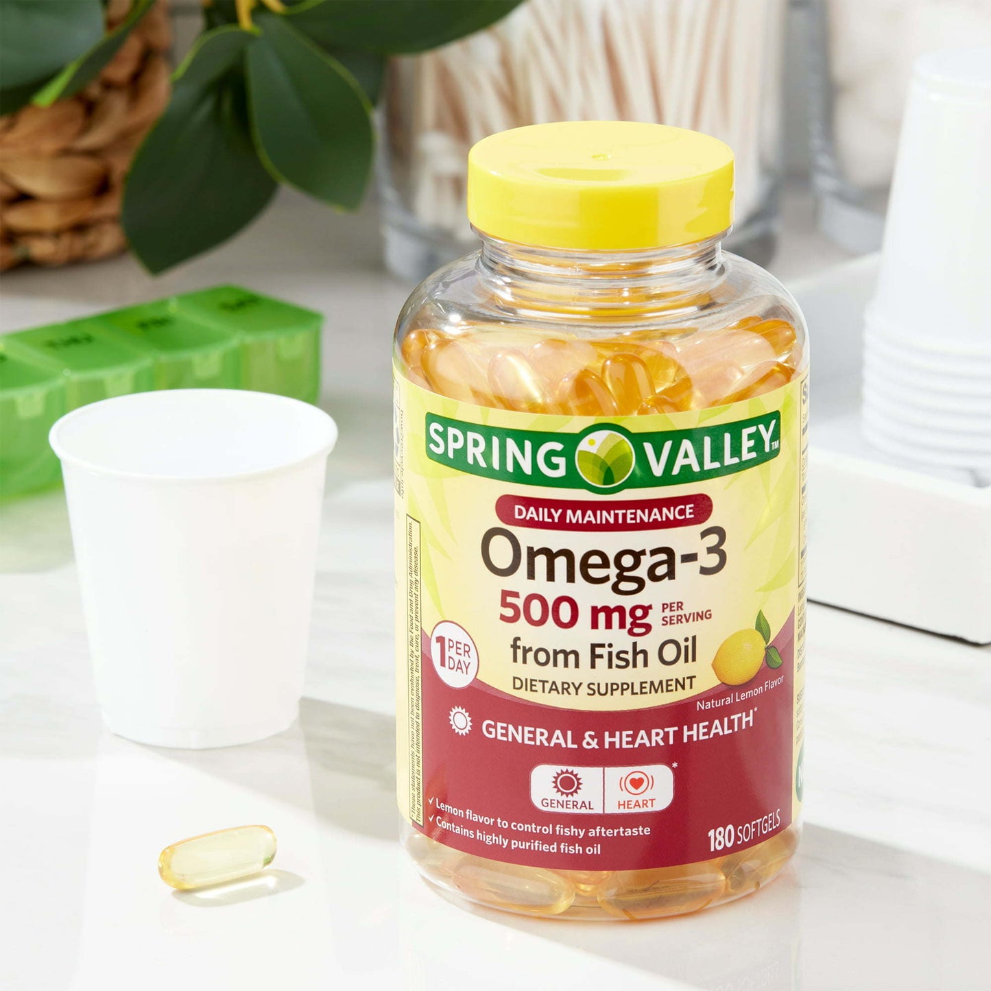 Spring Valley Daily Maintenance Omega-3 from Fish Oil Dietary Supplement; 500 mg; 180 Count