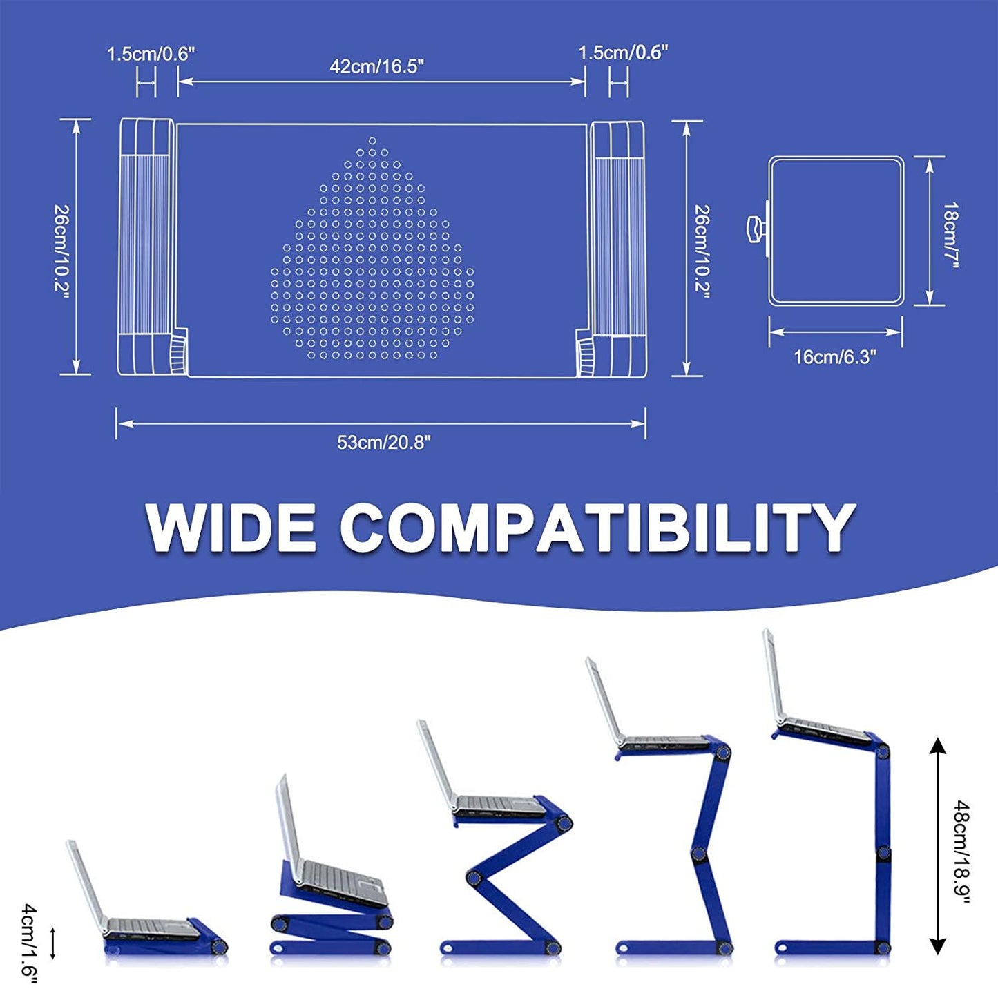 Adjustable Laptop Desk; RAINBEAN Laptop Stand for Bed Portable Lap Desk Foldable Table Workstation Notebook Riser with Mouse Pad; Ergonomic Computer Tray Reading Holder Bed Tray Standing Desk