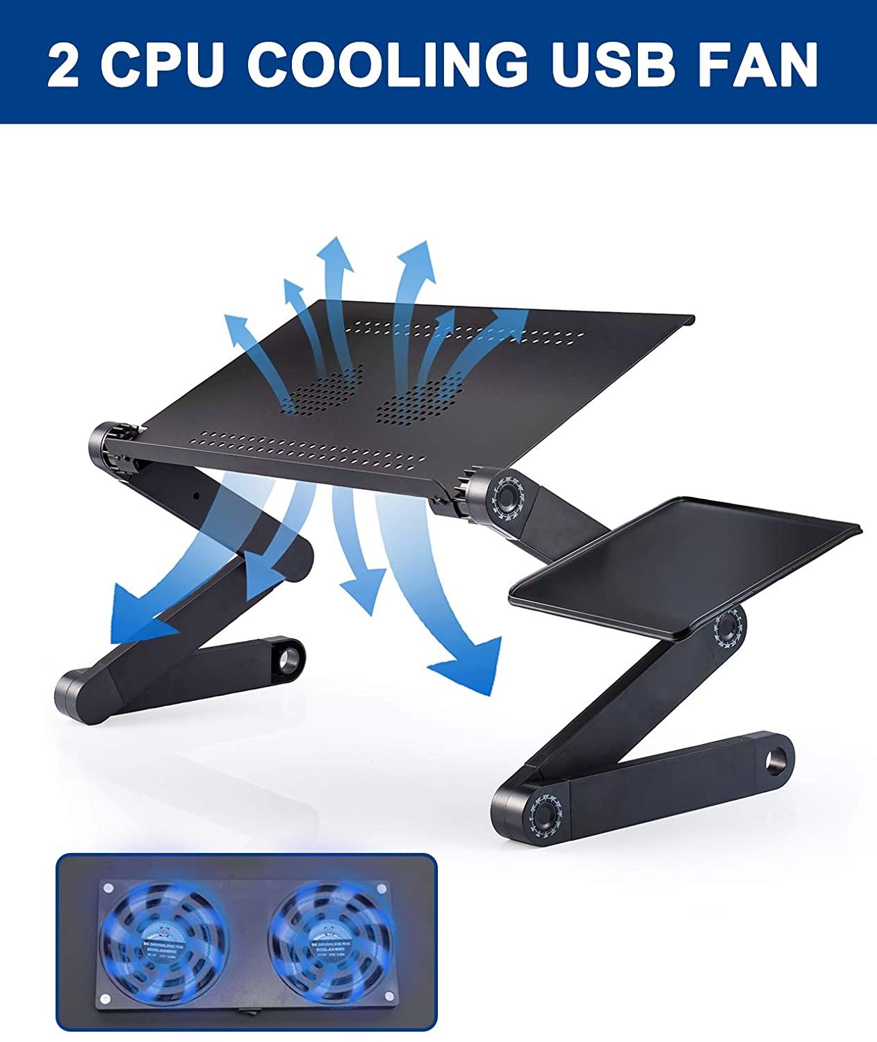 Adjustable Laptop Desk; RAINBEAN Laptop Stand for Bed Portable Lap Desk Foldable Table Workstation Notebook Riser with Mouse Pad; Ergonomic Computer Tray Reading Holder Bed Tray Standing Desk