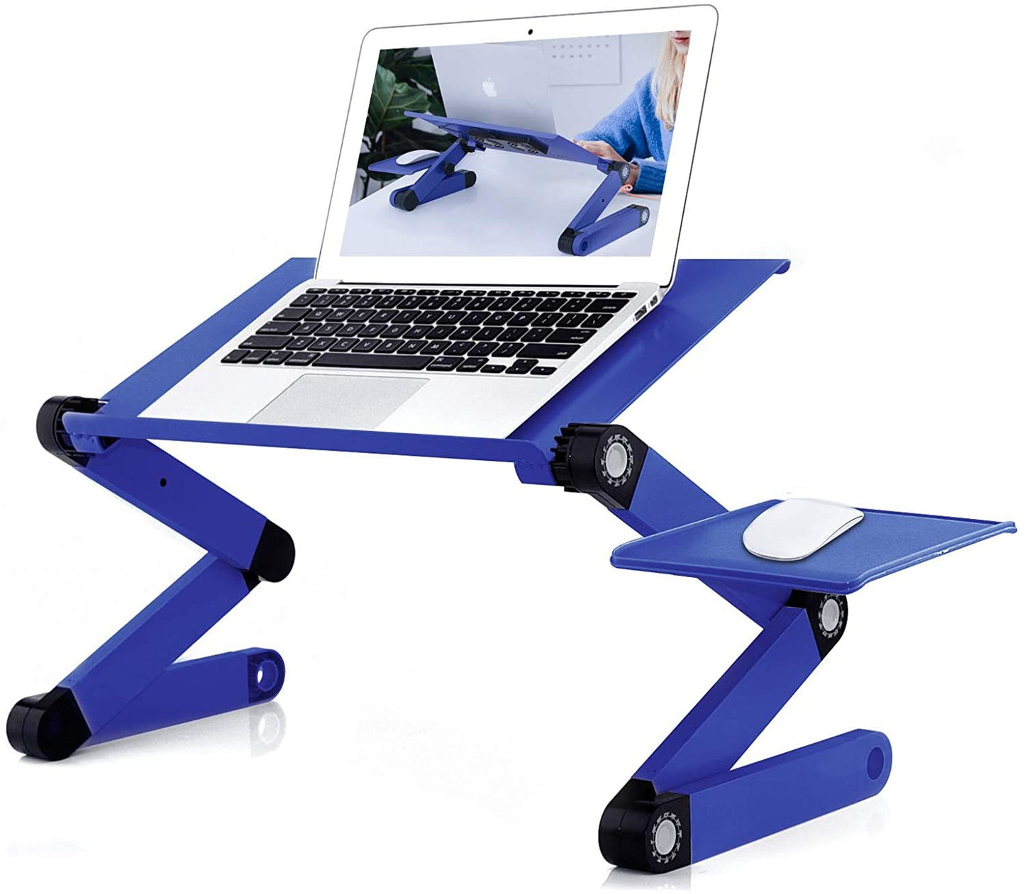 Adjustable Laptop Desk; RAINBEAN Laptop Stand for Bed Portable Lap Desk Foldable Table Workstation Notebook Riser with Mouse Pad; Ergonomic Computer Tray Reading Holder Bed Tray Standing Desk