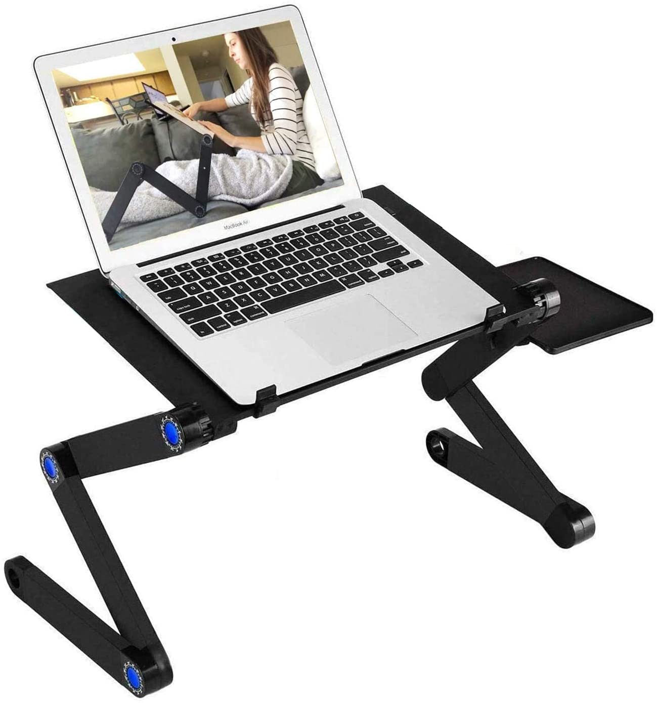 Adjustable Laptop Desk; RAINBEAN Laptop Stand for Bed Portable Lap Desk Foldable Table Workstation Notebook Riser with Mouse Pad; Ergonomic Computer Tray Reading Holder Bed Tray Standing Desk