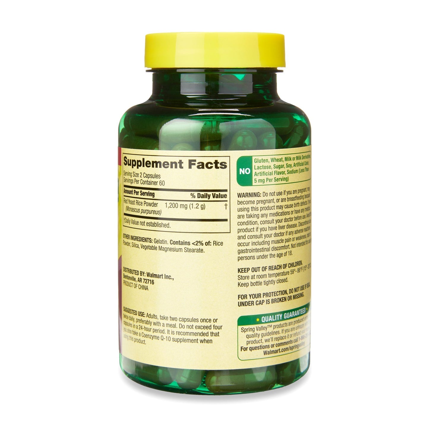 Spring Valley Red Yeast Rice Supplement; 600 mg; 120 Count