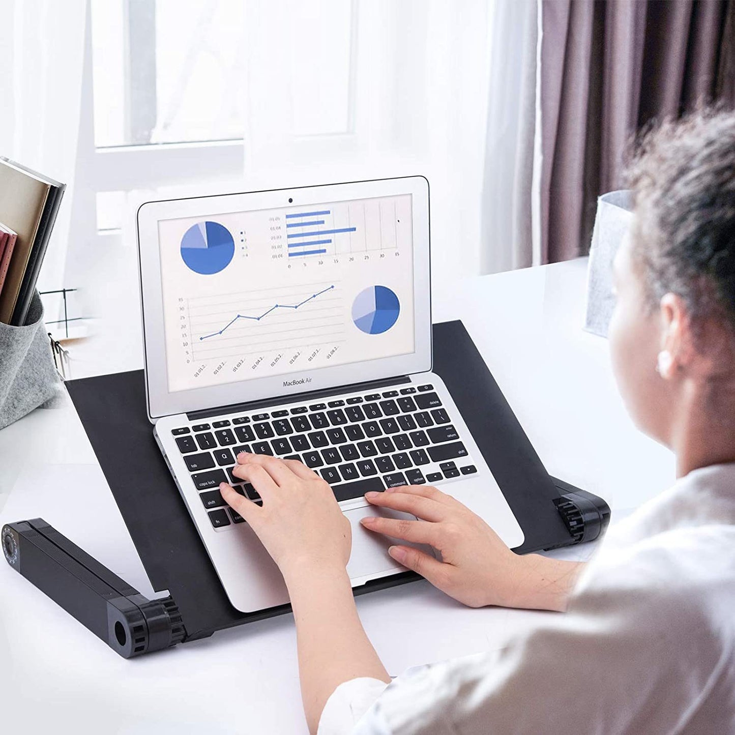 Adjustable Laptop Desk; RAINBEAN Laptop Stand for Bed Portable Lap Desk Foldable Table Workstation Notebook Riser with Mouse Pad; Ergonomic Computer Tray Reading Holder Bed Tray Standing Desk