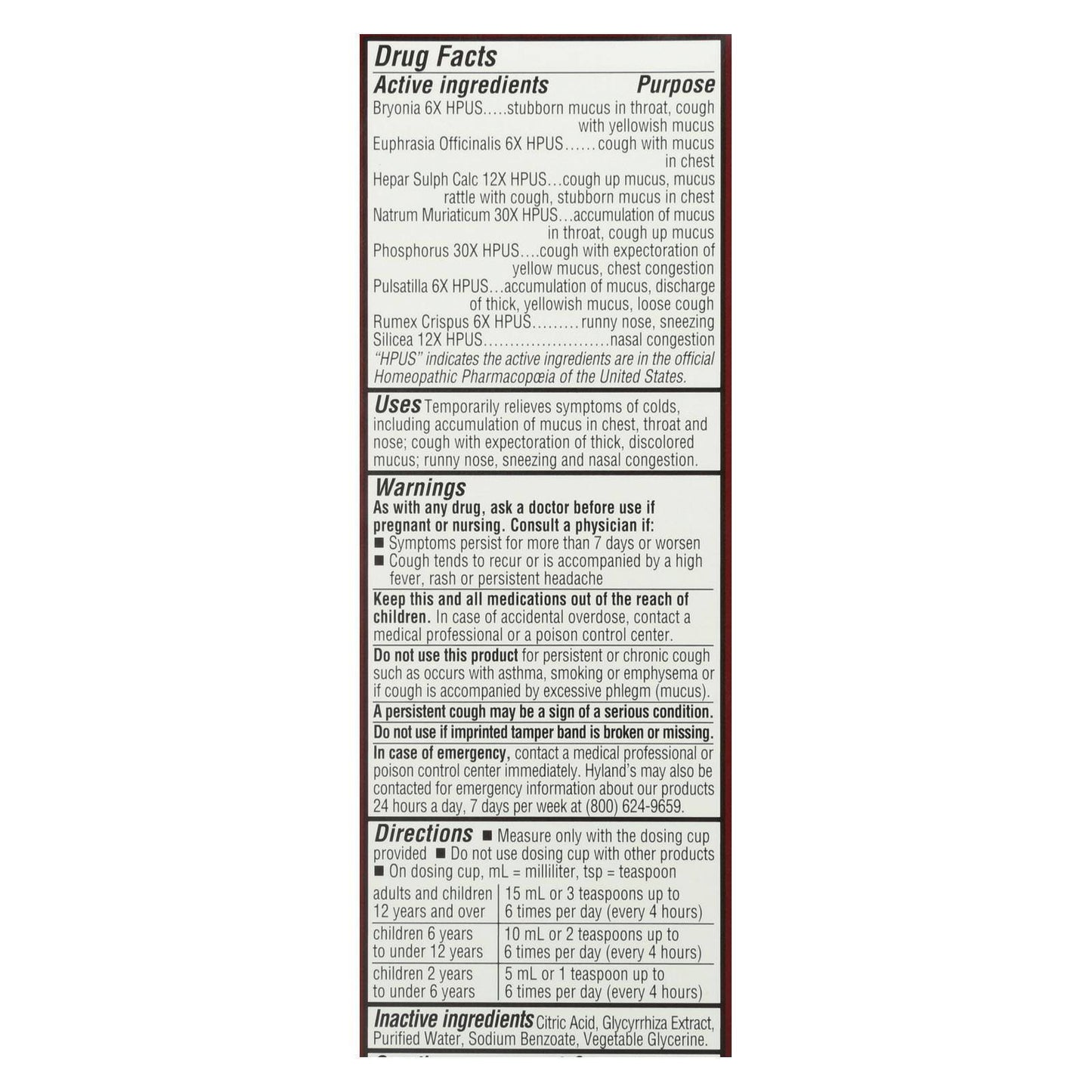 Hylands Homepathic Cold and Mucus - Defend - 4 fl oz