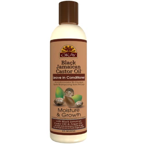 Okay Black Jamaican Castor Oil Moisture Growth Leave In Conditioner Helps Moisturize&Regrow Strong Healthy Hair Sulfate,Silicone,Paraben Free For All Hair Types And Textures Made In Usa 8Oz