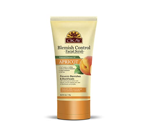 Okay   Apricot Facial Scrub   For Blemish Control   Deeply Exfoliates Skin   With Salicylic Acid   Free Of Paraben, Sulfate, Alcohol   6 Oz