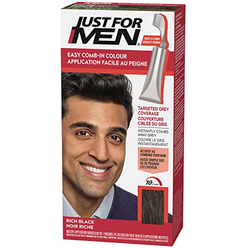 Just For Men Easy Comb-In Color Mens Hair Dye, Easy No Mix Application - Rich Black, A-65 1count(Pack of 1)