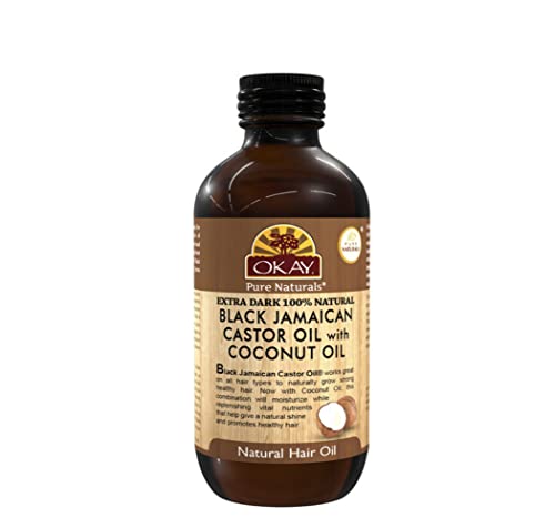Okay   Extra Dark 100% Natural Black Jamaican Castor Oil With Coconut Oil   For All Hair Textures & Skin Types   Grow Strong Healthy Hair - Moisturize & Revitalize Skin   4 Oz