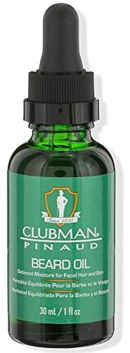 Clubman Pinaud Beard Oil, Balanced Moisture For Facial Hair And Skin, 1 Oz(Pack of 1)