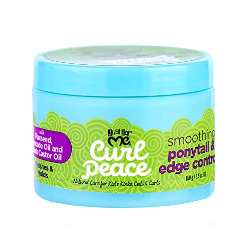 Just For Me Curl Peace Smoothing Ponytail & Edge Control - Finishes & Holds, Contains Flaxseed, Avocado Oil & Black Castor Oil, 5 Oz