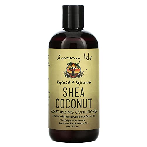 Sunny Isle Shea Coconut Moisturizing Conditioner 12Oz   Infused With Jamaican Black Castor Oil   Curly Hair Conditioner   Quenches & Softens Dry Curls, Waves, Coils   Silicone, Paraben & Sulfate-Free