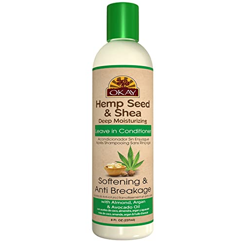 Okay Hemp Seed & Shea Softening & Anti Breakage Leave In Conditioner   Helps Stimulate Hair Growth & Prevents Breakage   Sulfate, Silicone, Paraben Free   8Oz 237Ml