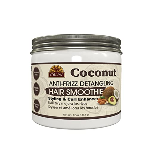 Okay Coconut Anti Frizz Detangling Hair Smoothie 17 Ounce, White, 17 Ounce(Pack of 1)