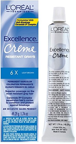 L'Oreal Excellence Creme Superior Grey Coverage, 6X Light Brown, 1.74 Ounce