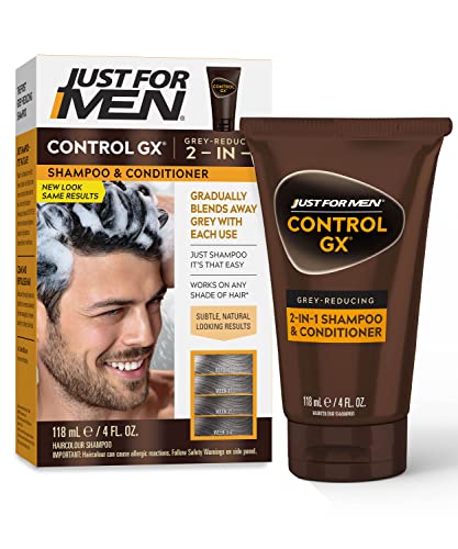 Just For Men Control Gx Grey Reducing 2-In-1 Shampoo And Conditioner, 4 Fl Oz - Pack Of 1 (Packaging May Vary)
