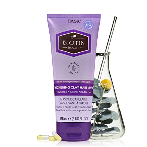 Hask Biotin Boost Thickening Clay Hair Mask For All Hair Types, Color Safe, Gluten Free, Sulfate Free, Paraben Free, 6 Oz