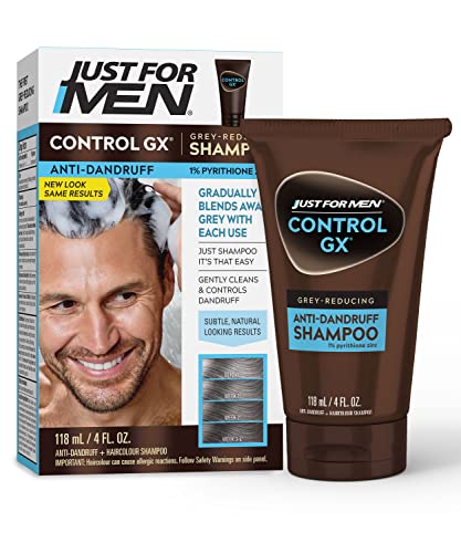 Just For Men Control Gx Grey Reducing Anti-Dandruff Shampoo,  4 Fl Oz - Pack Of 1 (Packaging May Vary)
