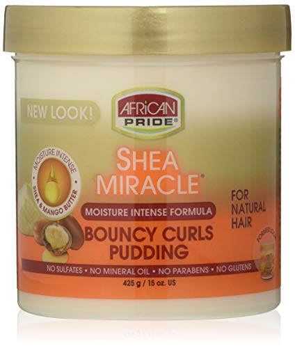 African Pride Shea Miracle Bouncy Curls Pudding - Contains Shea & African Mango Butter To Define Curls & Coils & Tame Hair Frizz, 15 Oz