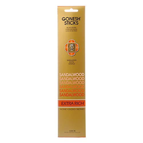 Sandalwood Goxrsa Gonesh Stick Incense , Single 20-Stick Pack , Gold