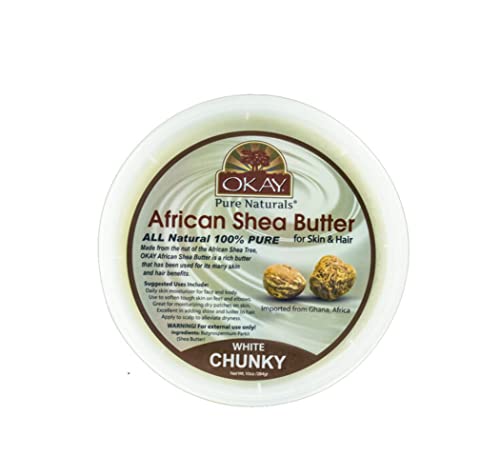 Okaypure Naturals Shea Butter Raw Chunky, White, 10 Ounce