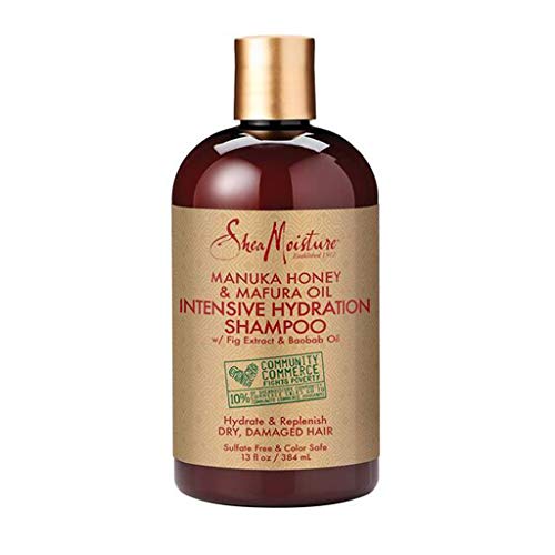 SheaMoisture Intensive Hydration Shampoo for Dry, Damaged Hair Manuka Honey and Mafura Oil Sulfate-Free 13 oz, Gold