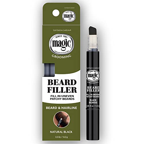 Softsheen-Carson Magic Grooming Beard Filler Pencil Brush For Men, Waterproof, Fill In Patchy Beard & Cover Greys, Natural Black Shade, Black, 0.05 Fl Oz