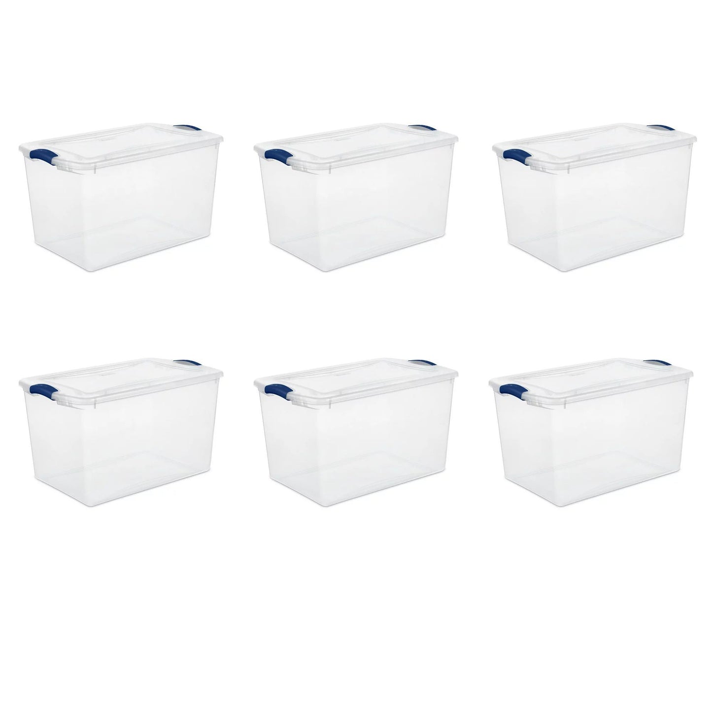 66 Quart. Latch Box Plastic; Stadium Blue; Set of 6