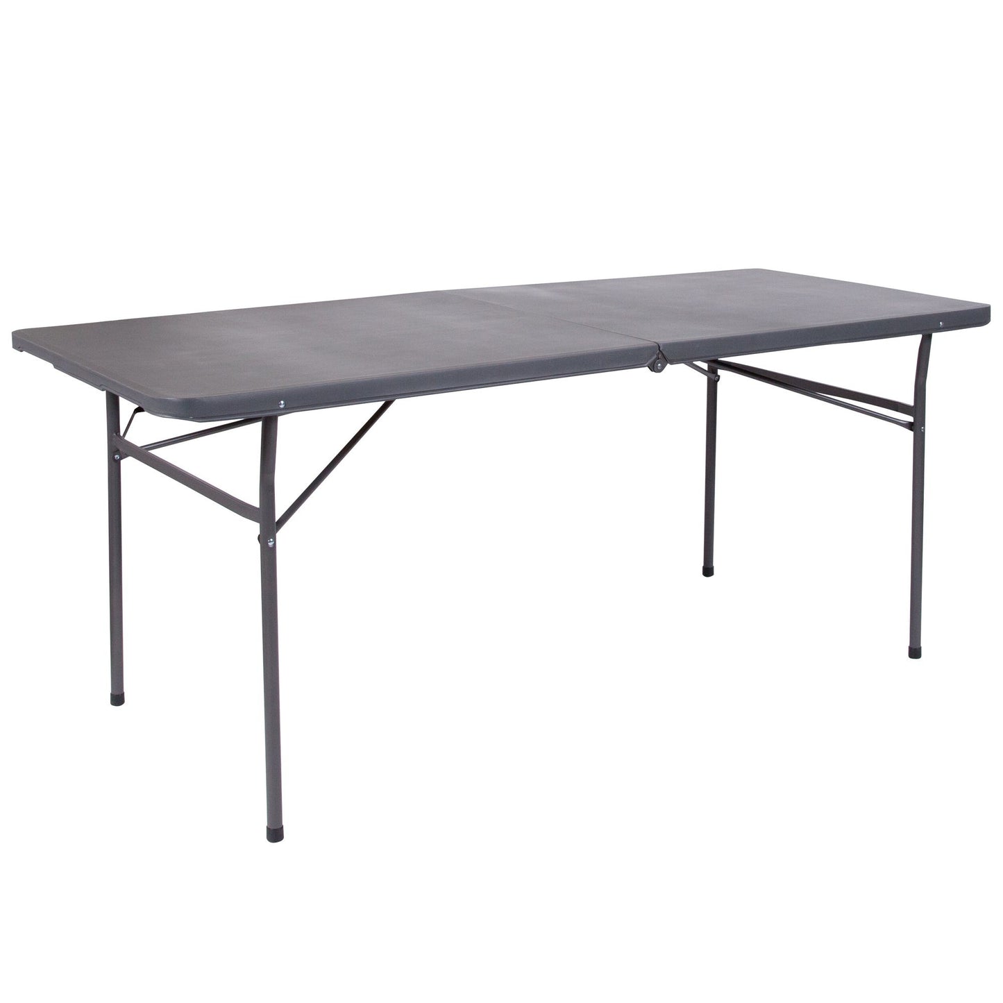 6-Foot Bi-Fold Granite White Plastic Banquet and Event Folding Table with Carrying Handle