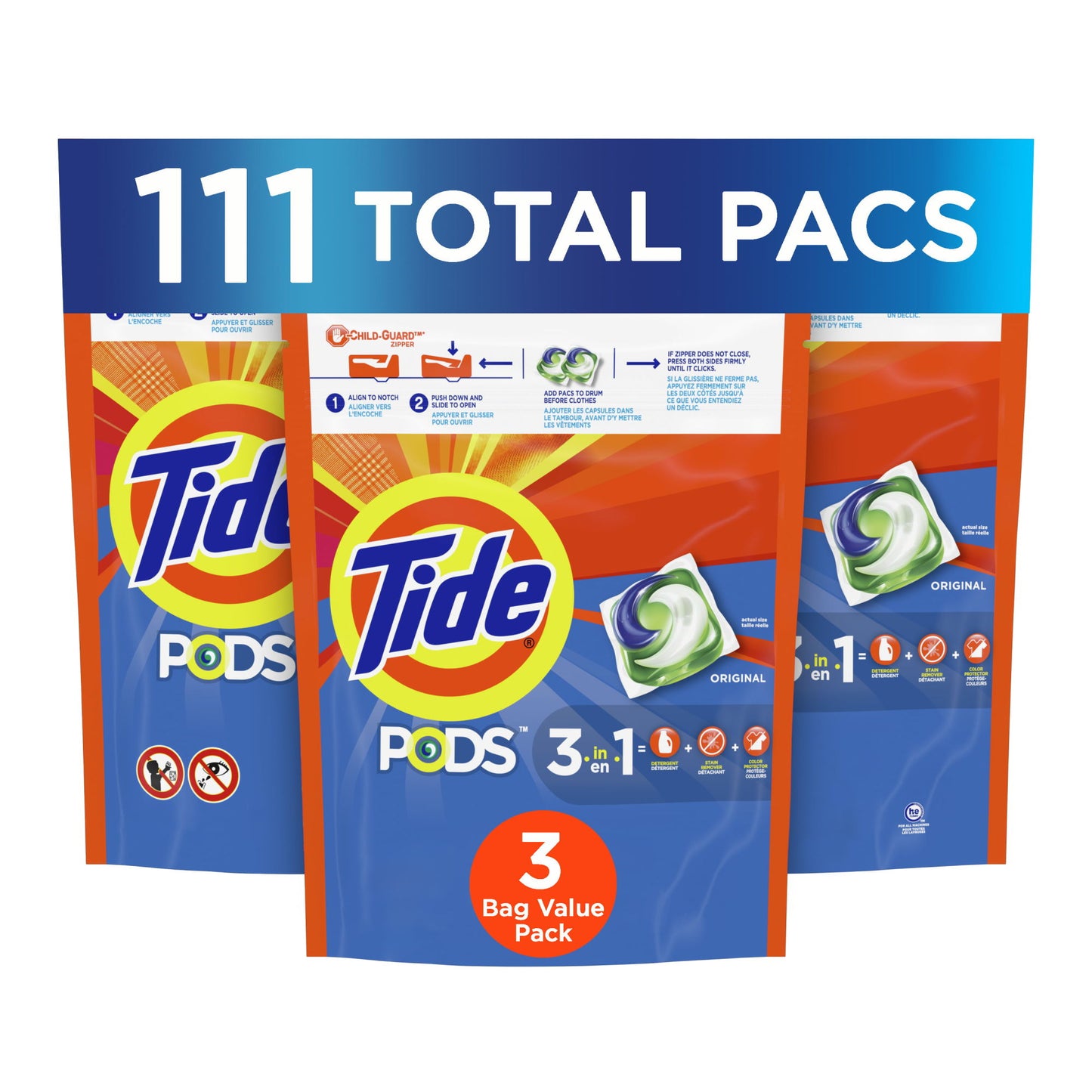 Tide Pods Original Scent Laundry Detergent Pacs;  111 Count