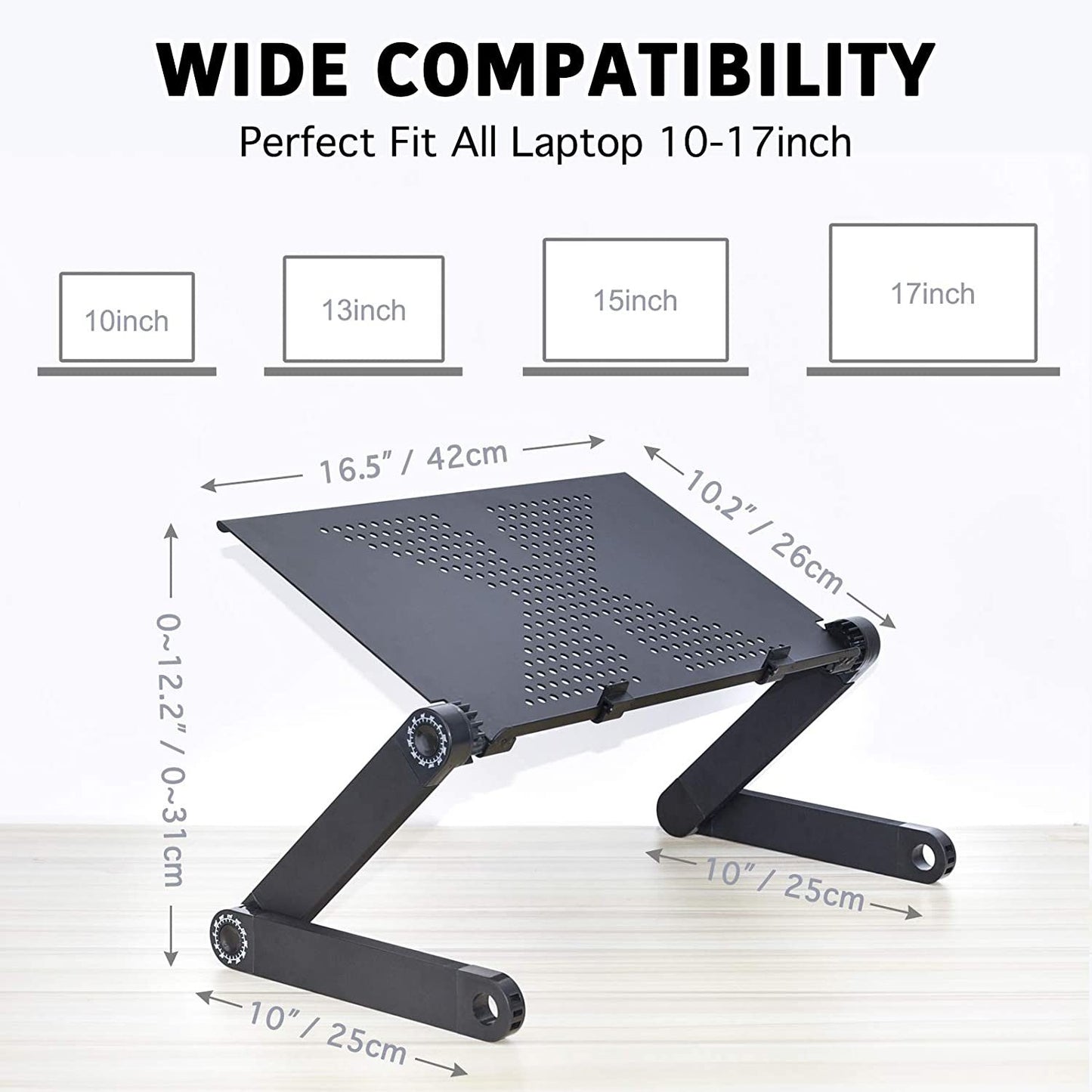 Adjustable Laptop Desk;  RAINBEAN Laptop Stand for Bed Portable Lap Desk Foldable Table Workstation Notebook Riser with Mouse Pad;  Ergonomic Computer Tray Reading Holder Bed Tray Standing Desk