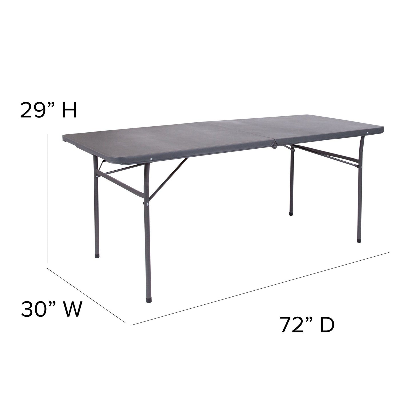 6-Foot Bi-Fold Granite White Plastic Banquet and Event Folding Table with Carrying Handle